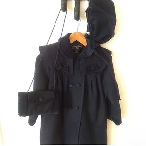 💙ROTHSCHILD VINTAGE COAT DARK NAVY SIZE 6X GIRLS WOOL 3 PIECE SET HAT PURSE💙